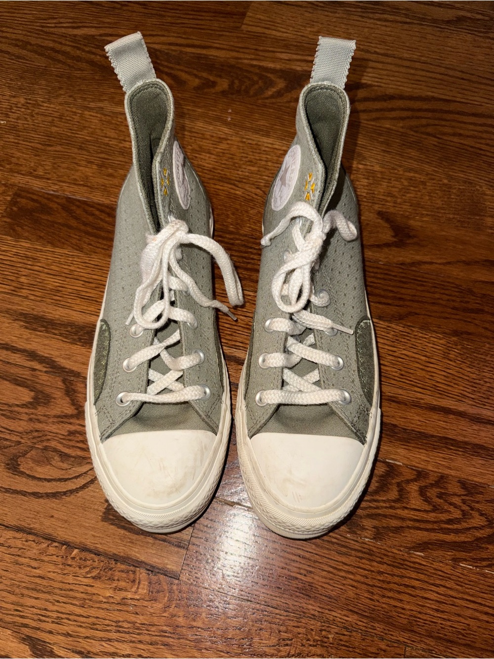 Converse High-Top Sneakers in Sage Green with White Accents